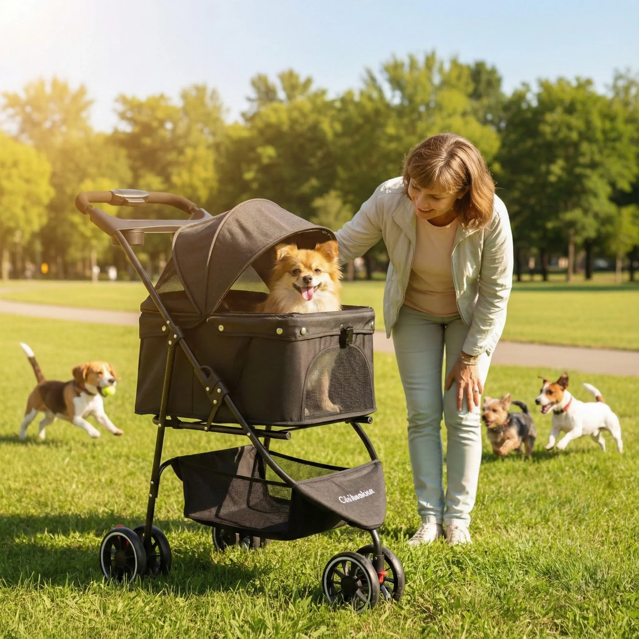 

3 in 1 Pet Stroller with Removable Carrier Folding Stroller for Small/Medium Dogs and Cats Waterproof All-Terrain