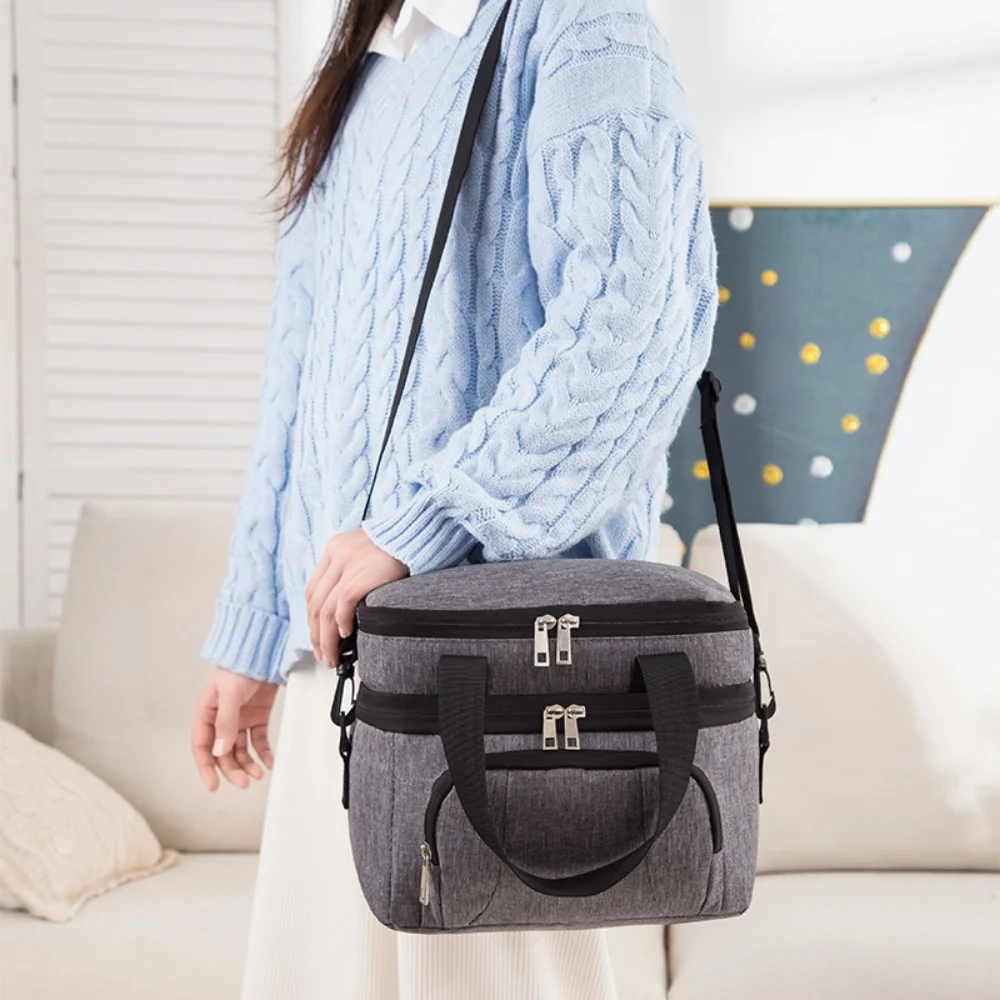 Insulated Lunch Bag For Men Women Cooler Bags Outdoor Picnic Bag Waterproof Fresh Keeping Lunch Box With Shoulder Strap