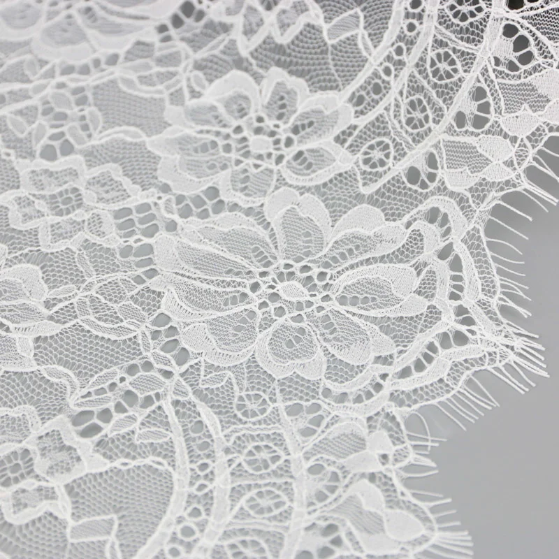 (3 Meters/lot) 22cm White Eyelash Lace Fabric Decoration Love Wedding Dress Accessories Handmade DIY Laces