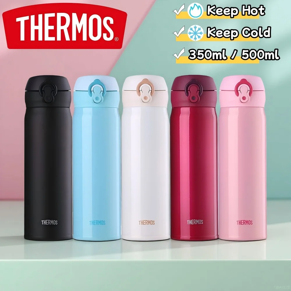 THERMOS 350/500ML Water Bottle Vacuum Flask Stainless Steel Thermal Mug, Hot Cold Keep 6-12H,Leakproof for Office Outdoor Travel