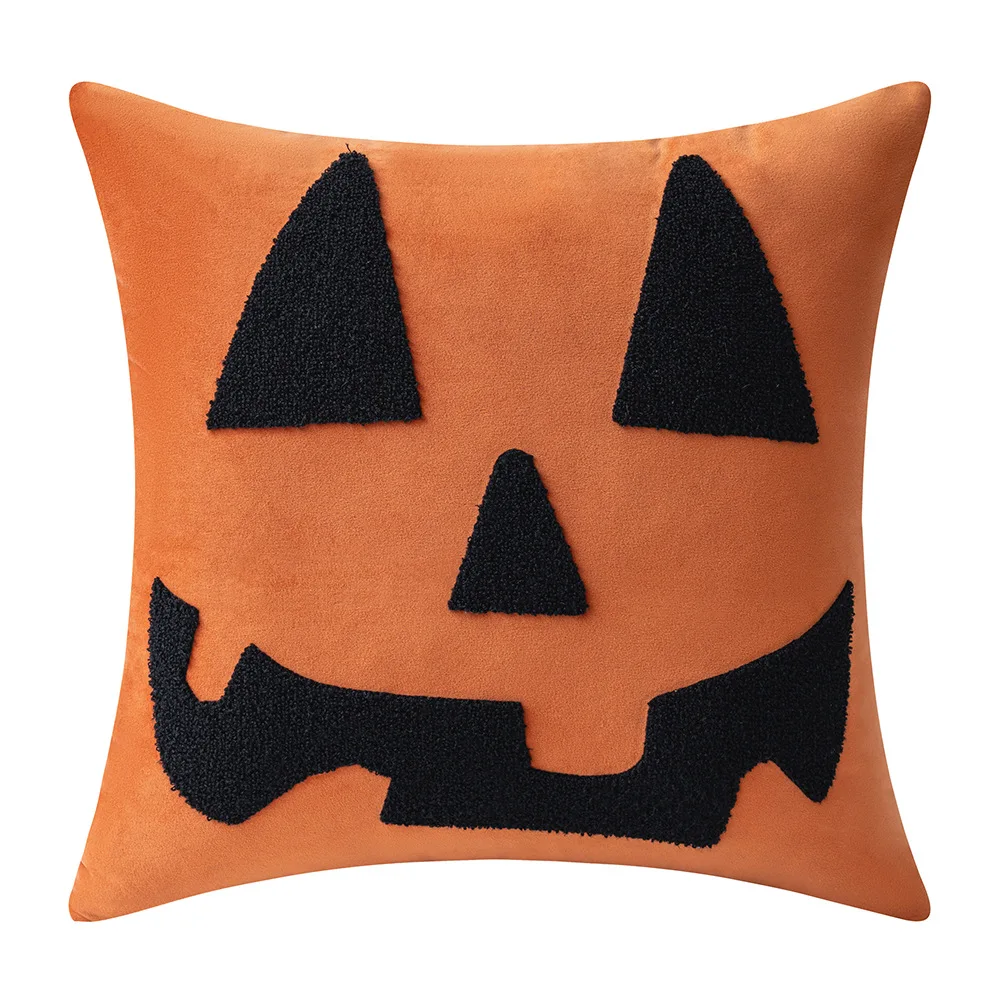 Velvet Embroidered Spooky Pillow Case Cover Sham Cushion Shell for Halloween Mixed-V 18×18 inches for festival