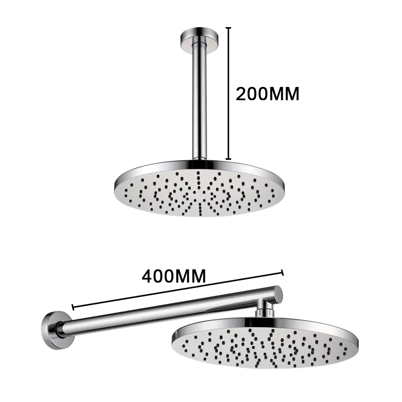 Chrome Round 10 inches  ABS Rainfall Shower Head Bathroom Accessory Wall Mounted Shower Arm Accessories Brushed Gold