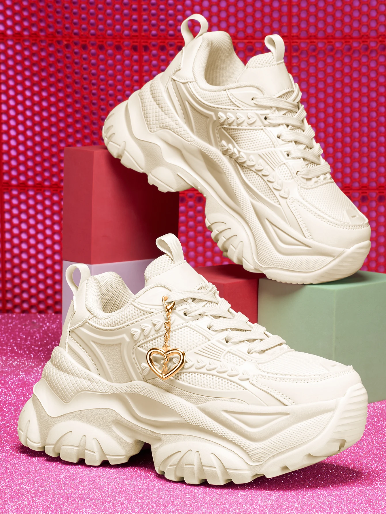 Damen-Sneaker mit 7 cm Erhöhung der Höhe, Outdoor-Mode, Freizeitschuhe mit 3D-DIY-Abnehmbarer Metallgold-Herz-Dekorationskette, Damen-Sneaker mit EVA-Dicksohle, hoher Plattform, blauen hohen Absätzen, leichter weicher Sohle, stoßdämpfend, rutschfeste Laufschuhe, runde Zehenpartie, einfache Schnürung, Edelsteinblau, große Größen für Studenten, Teenager, Campus, Alltag, Dating, Fitness, Arbeit, Büroschuhe, trendige vielseitige Keilabsatz-Sneaker für Damen. – Detail 22