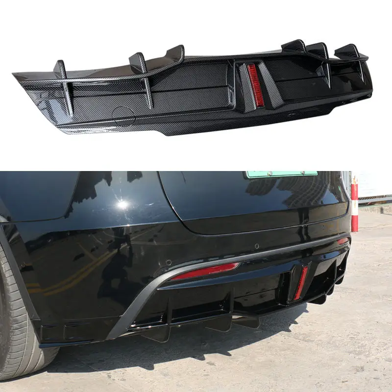 Car Accessories Body Kit Car Bumpers Facelifted Rear Bumper Diffuser Rear Lip With Light For Model Y 2021 2022 2023