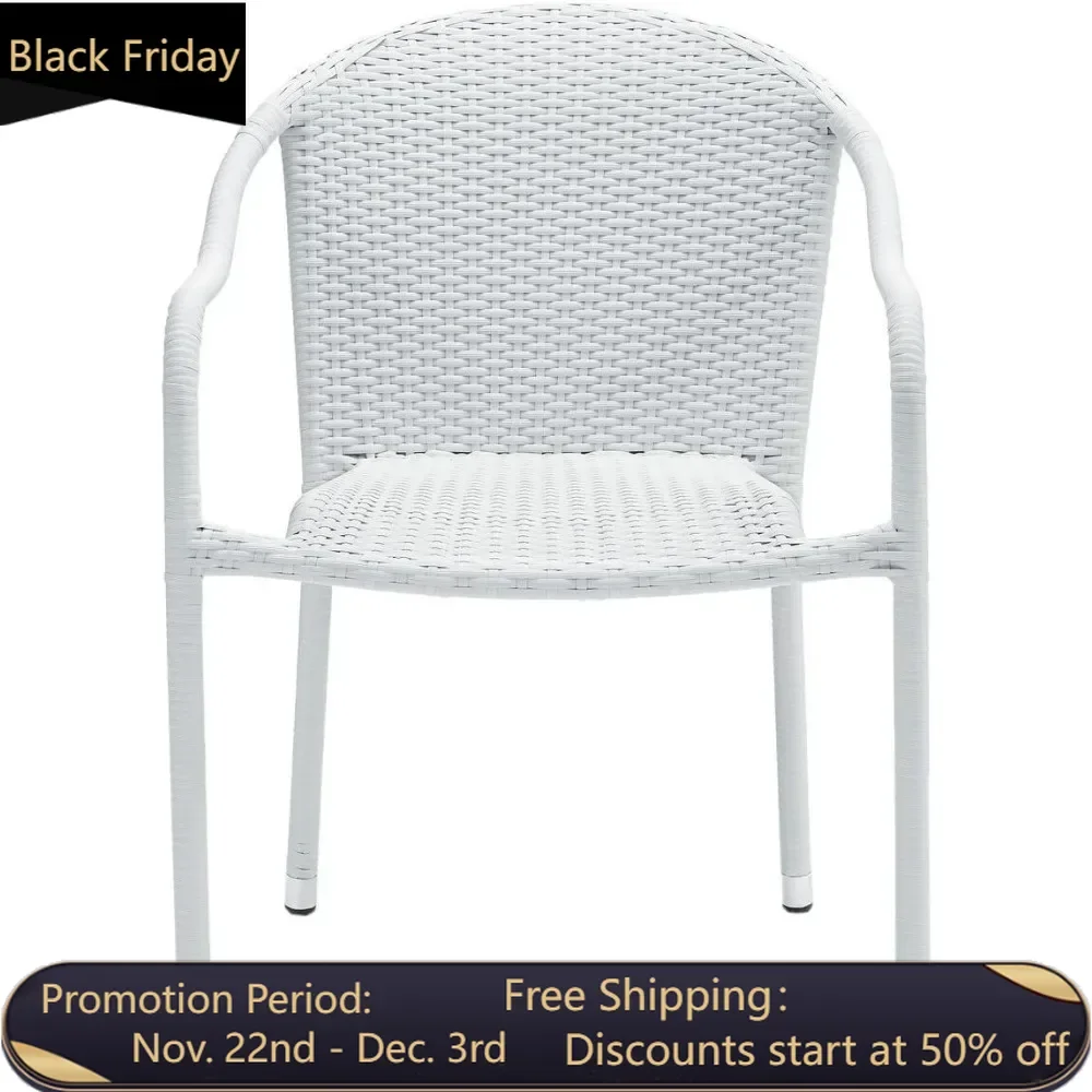 Palm Harbor Outdoor Willow Stackable Chair, 4-piece Set, White