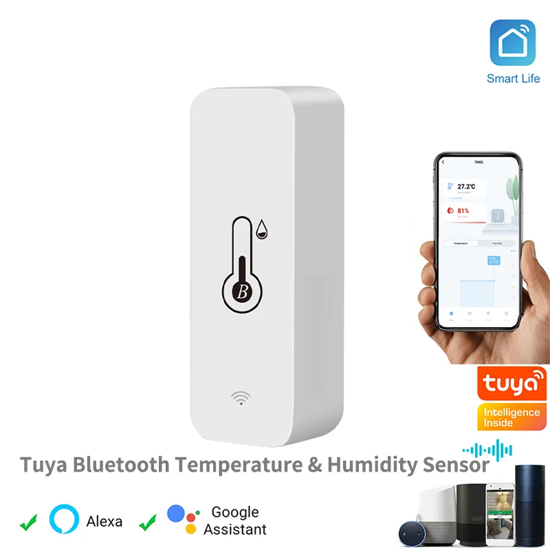 Tuya BT Smart Temperature Humidity Sensor Indoor Hygrometer Bluetooth-Compatible APP Remote Control Works With Alexa Google Home