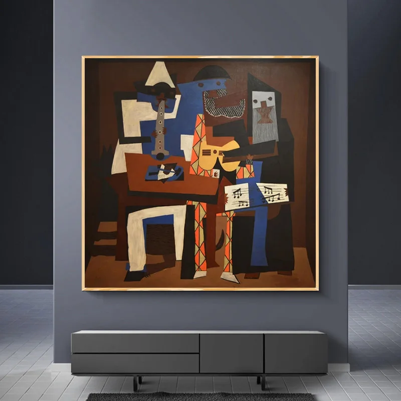 

Picasso Famous Painting Three Musical Men Wall Art Posters and Prints Abstract Canvas Pictures for Living Room Home Decoration