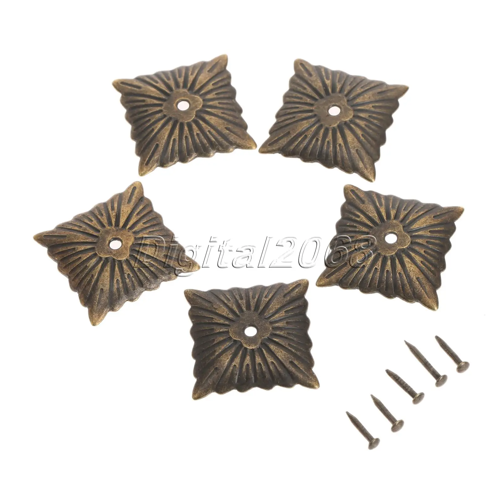 100Pcs Iron Antique Bronze Elegant Square Decorative Upholstery Nails Tack Studs Pins for Vintage Furniture Door & Sofa 21x21mm