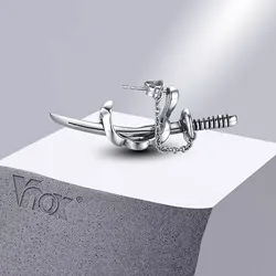 Vnox Cool Punk Sword Stud Earrings for Men Women, Never Fade Stainless Steel Samurai Scimitar Katana Fencing Ear Accessory