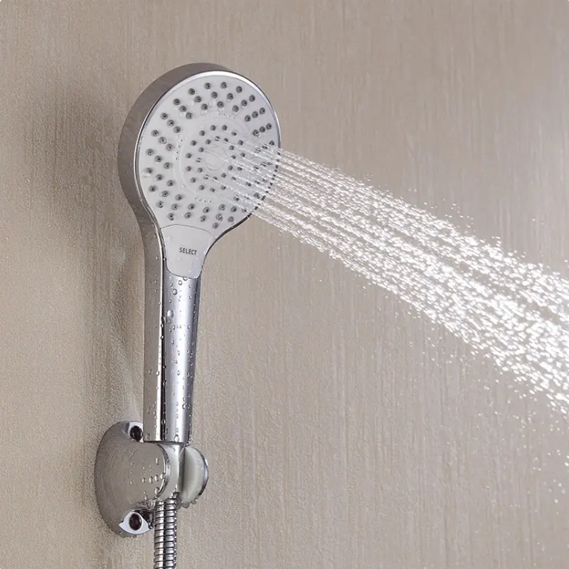 

Bathroom Toilet Showerhead with Large Panel Pressurized Button-adjustable Water Flow Handheld Shower Set with Adjustable Bracket