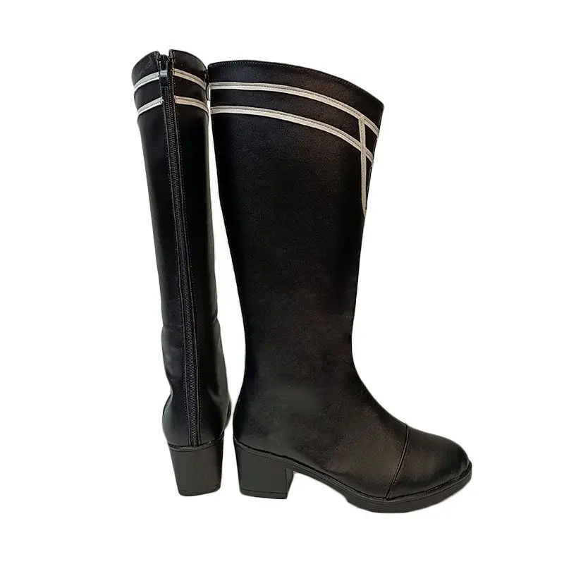 Anime Fire Emblem: ThreeHouses Byleth Cosplay Shoes Black Medium-Long PU Leather Boots For Halloween Carnival