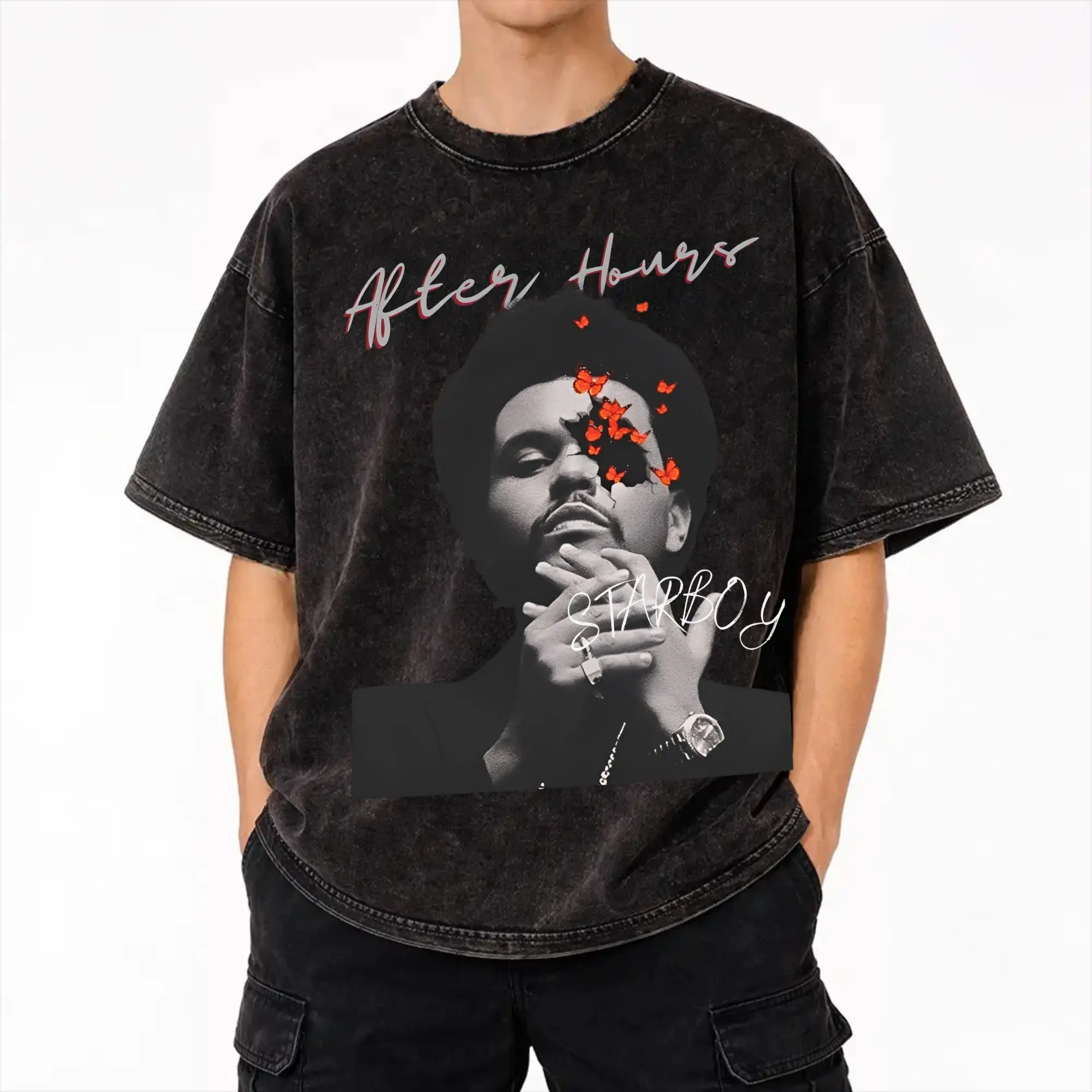 Harajuku Washed Shirt After Hours Til Dawn 2026 xo the weeknds Merch Cool T-Shirts Harajuku  Streetwear Cotton Summer Tees
