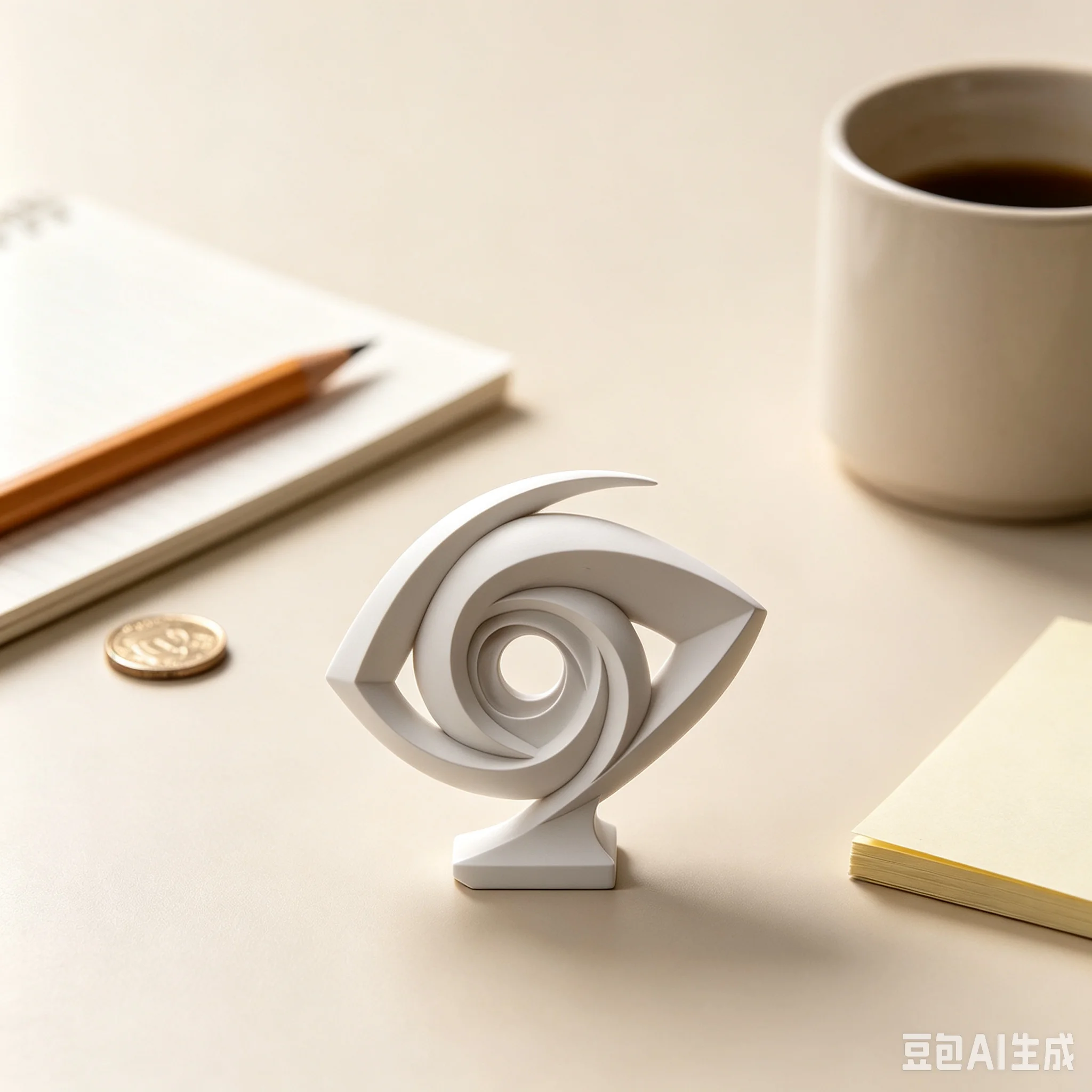 3D Printed Modern Abstract Swirl Eye Resin Sculpture Minimalist Geometric Statue Home Office Table Decor Ornament
