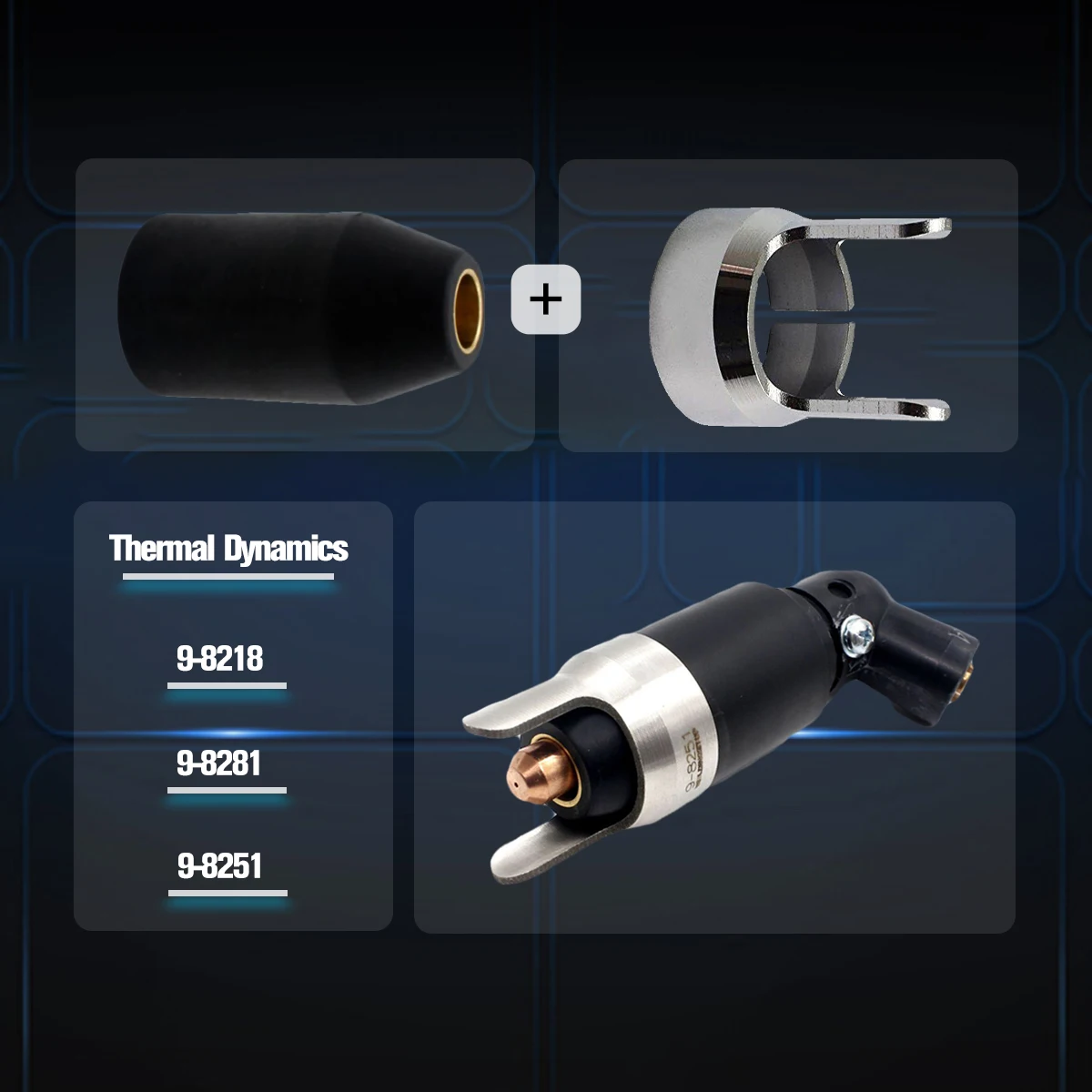 For Thermal Dynamics Cutmaster 52/82/102/152 SL60 SL100 Plasma Cutter Torch 9-8281 9-8251 9-8218 SL60 Standoff Guide Shield Cap
