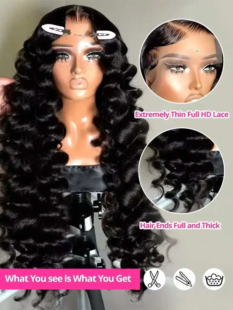 40 42 Inch Loose Deep Wave Frontal Wigs 250% 13x4 13x6 HD Lace Frontal Wigs For Women Remy Loose Deep Curly Human Hair Wigs - Image 5