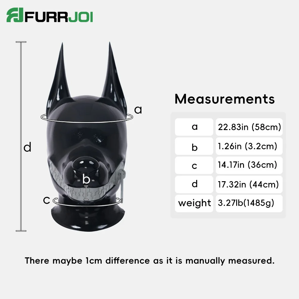 Furrjoi Silicone Dog Mask for Cosplay Costumes Whole Black Zipper Mouth Furry Puppy Hood Full Head Masken