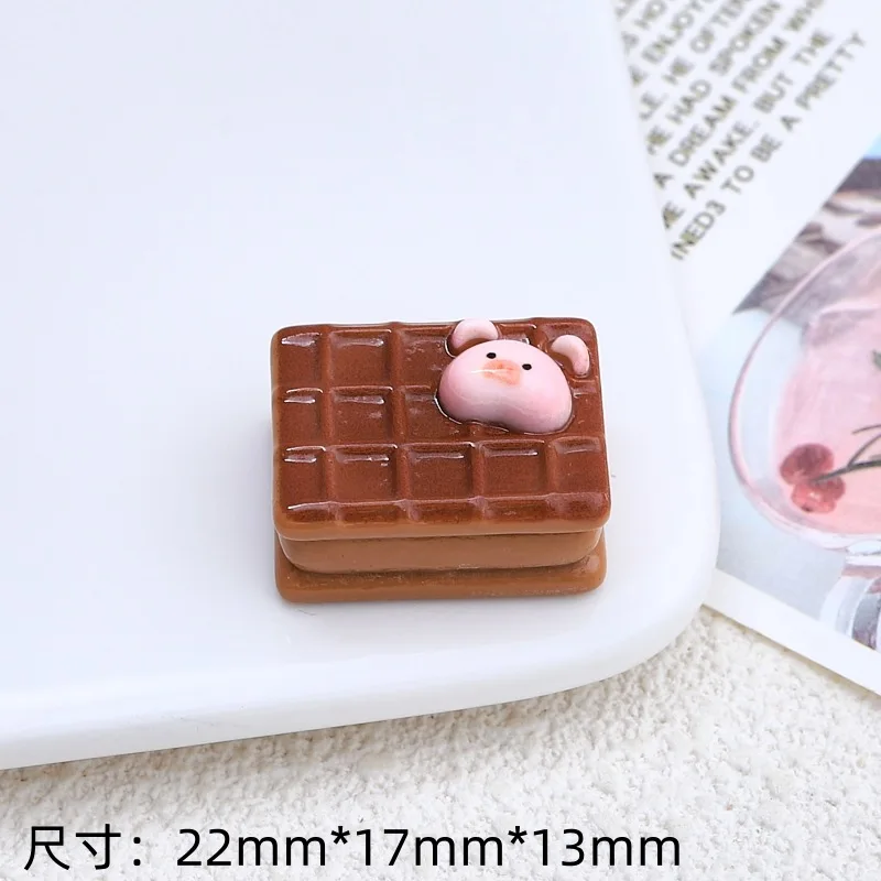 10Pcs Cartoon Animal Cake Biscuit Flatback Resin Cabochon Fake Food DIY Scrapbooking For Phone Decoration Dollhouse Accessories