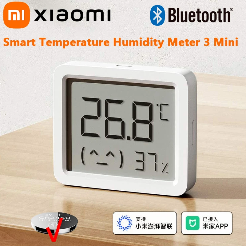 

Измеритель температуры и влажности Xiaomi Mijia 3, мини 2,1-дюймовый ЖК-цифровой дисплей, умный высокоточный датчик мониторинга с приложением Mi Home