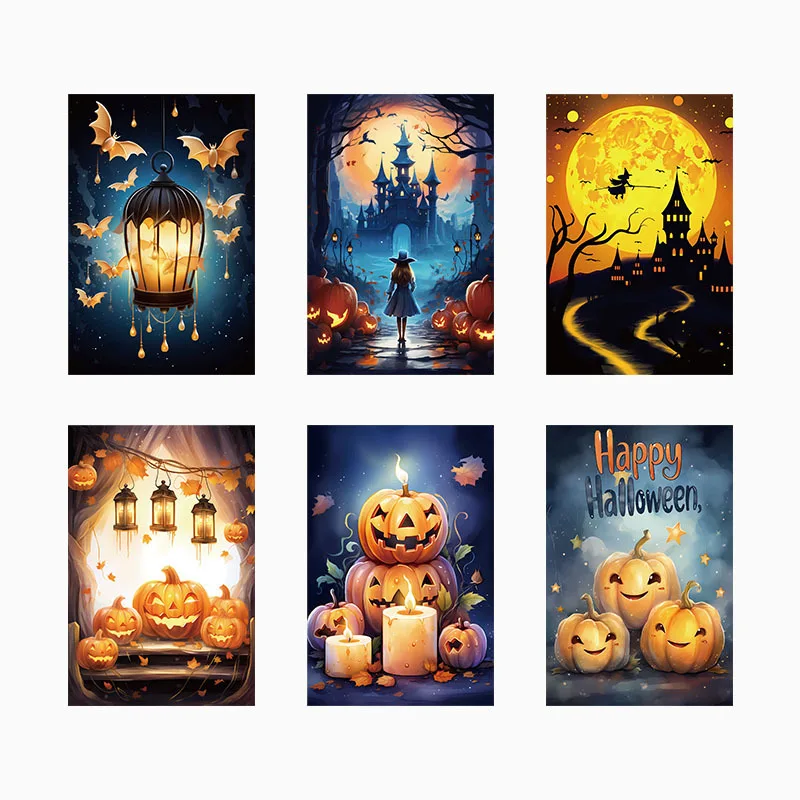 12 Sheets Pumpkin Head Halloween Themed Mini Cards, Decorative Cardstock Paper DIY Scrapbooking Journal Planner Album