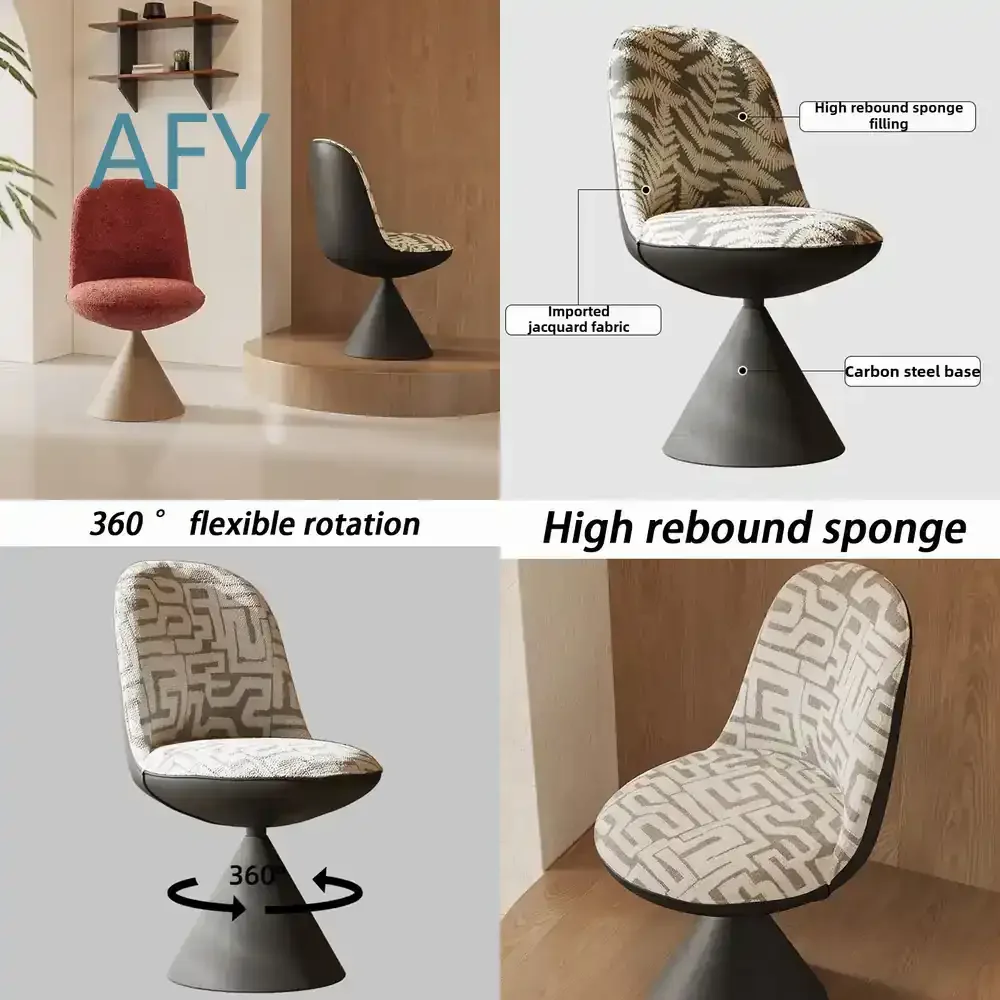 Portable Swivel Chair for Living Room Bedroom Office Nordic Modern Home Furniture for Relaxing Backrest Vanity Comfortable