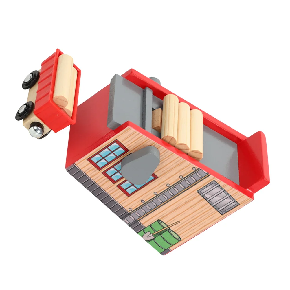 1 Juego de Accesorios de Madera para Trenes, Juguete Educativo de Madera Natural, Simulación de Transporte de Leña, Desarrollo Cognitivo Infantil