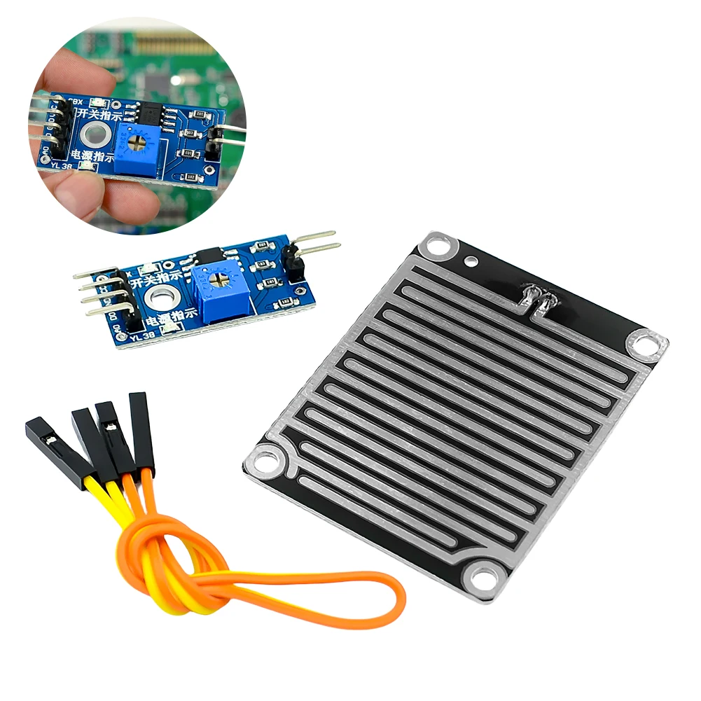 Raindrops Detection Sensor Module 3.3V-5V Rain Drops Detection Moisture Monitor Sensor High Sensitivity for Arduino Robot Kit