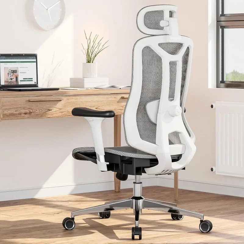 Kursi kantor ergonomis: kedalaman kursi kantor, ergonomis dengan penyangga pinggang 3D, fungsi miring