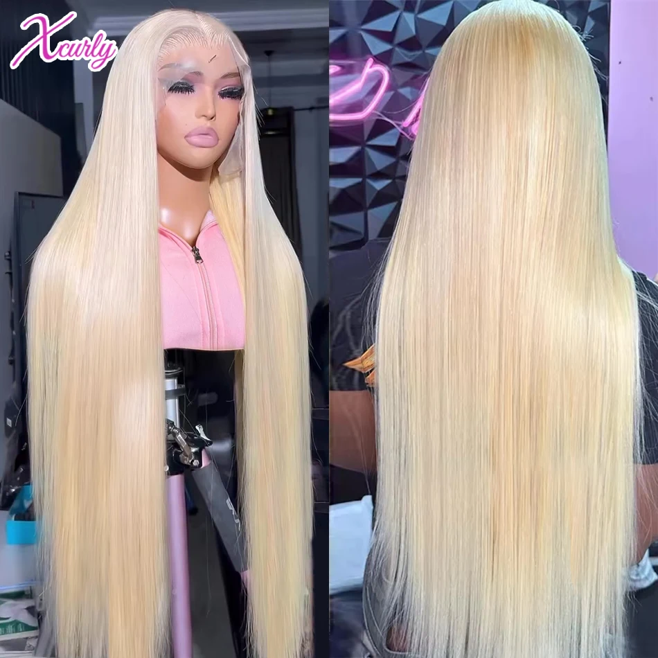 Xcurly 30 inch Blonde 613 Straight 13x4 Lace Front Wig Human Hair 200% Brazilian 13x6 HD Transparent Lace Frontal Wigs For Women