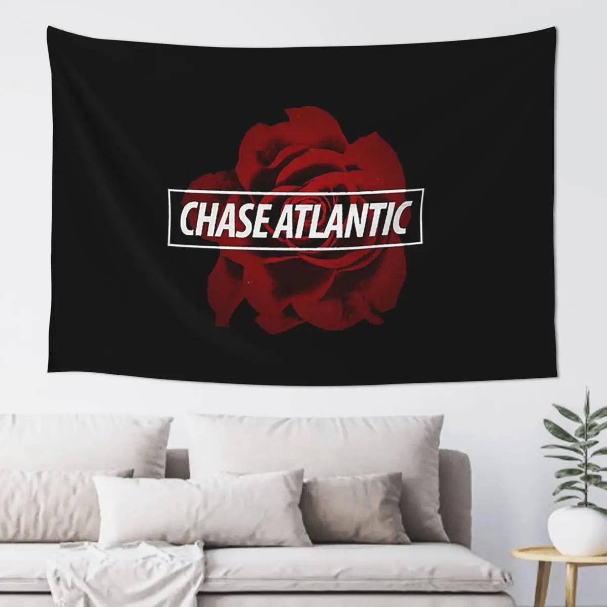 Chase Atlantic Rose Logo Tapestry Art Wall Hanging Aesthetic Home Decoration Tapestries for Living Room Bedroom Dorm Room