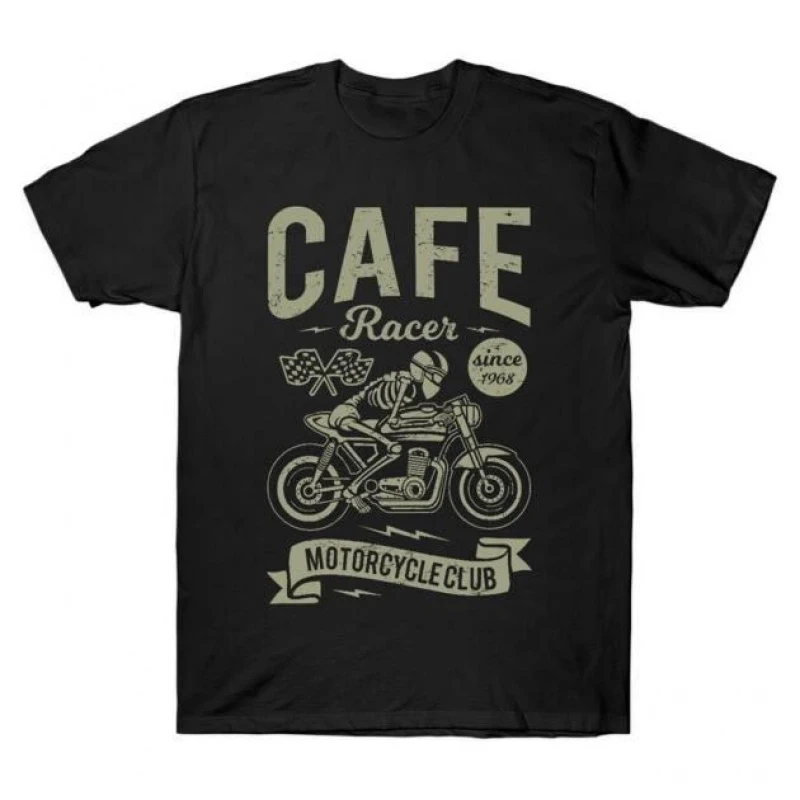 0427 Cafe Racer Born to Ride Retro Motorcycle Gift T-Shirt for bikers 100% cotton Short sleeve Graphic clothes All size Tee