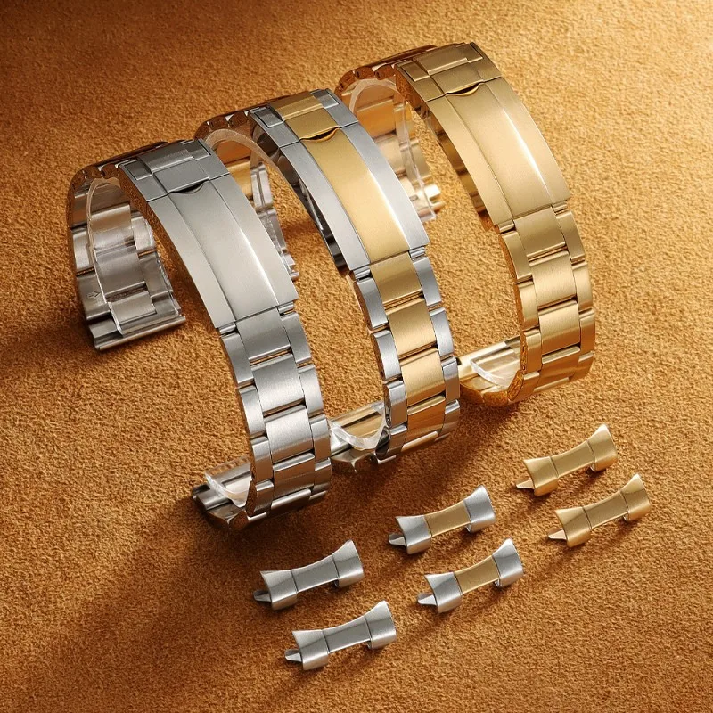 

Стальной ремешок с тремя бусинамиDW H35, ремешок для часов из нержавеющей сталиSUB Water Ghost Daytona, безопасная защелка, плоский конец, изогнутый конец 20/21/22 мм