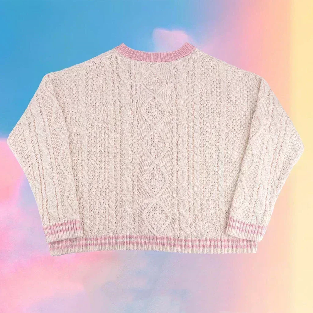 Cardigan amante con ricamo a stella cuore rosa accogliente maglia morbida TS Cardigan giacca maglione Tay Vintage autunno inverno 1989