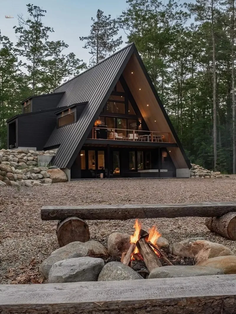 Portable Triangle A Frame Tiny House Modular Wooden Cabin Luxury Outdoor Villa Living Space