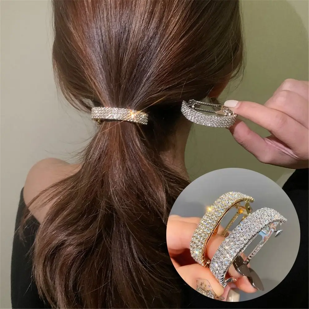 Pinzas para el cabello con diamantes de imitación de Metal para mujer, pasadores para el cabello, Clip de cola de caballo, accesorios para el