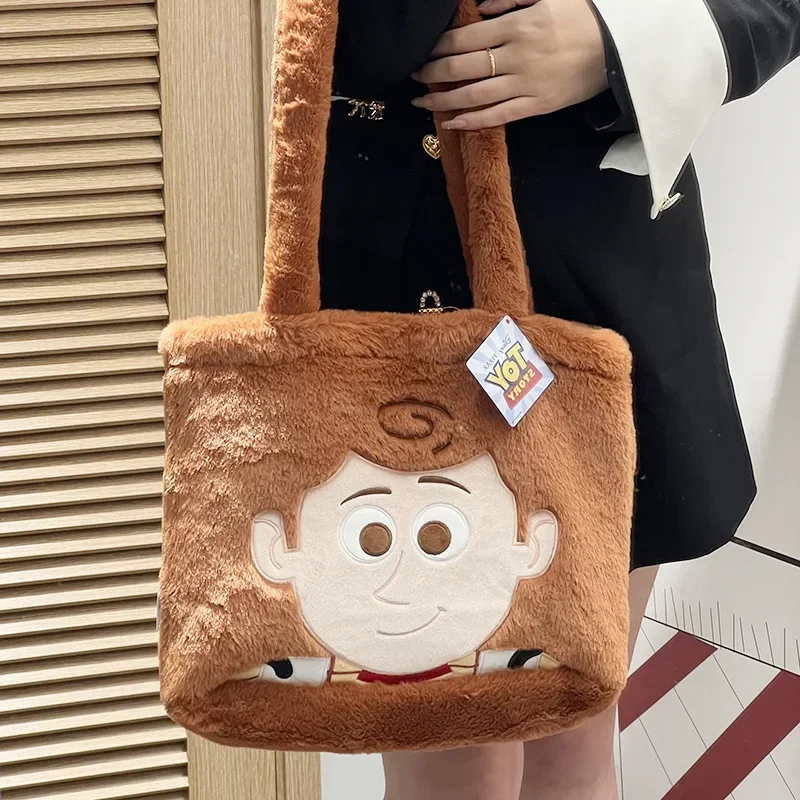 Disney Woody Plush Doll Shoulder Bag Large Capacity One Shoulder Bag Cartoon Fashion Leisure Children Handbag Gift Toy Story Bag