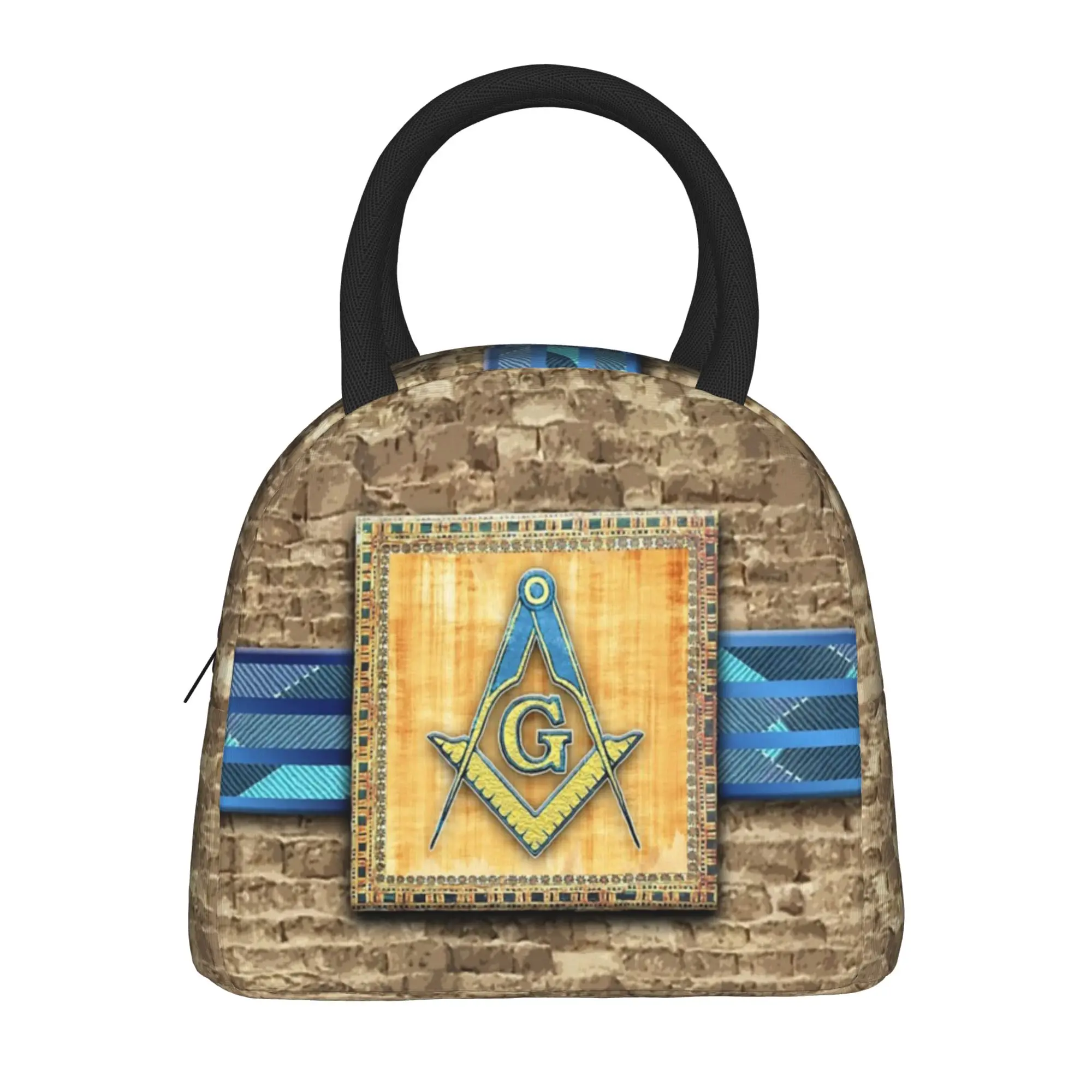 Egyptian Pyramid Square Compass Insulated Lunch Bags Leakproof Masonic Mason Freemason Lunch Container Cooler Bag Tote Lunch Box
