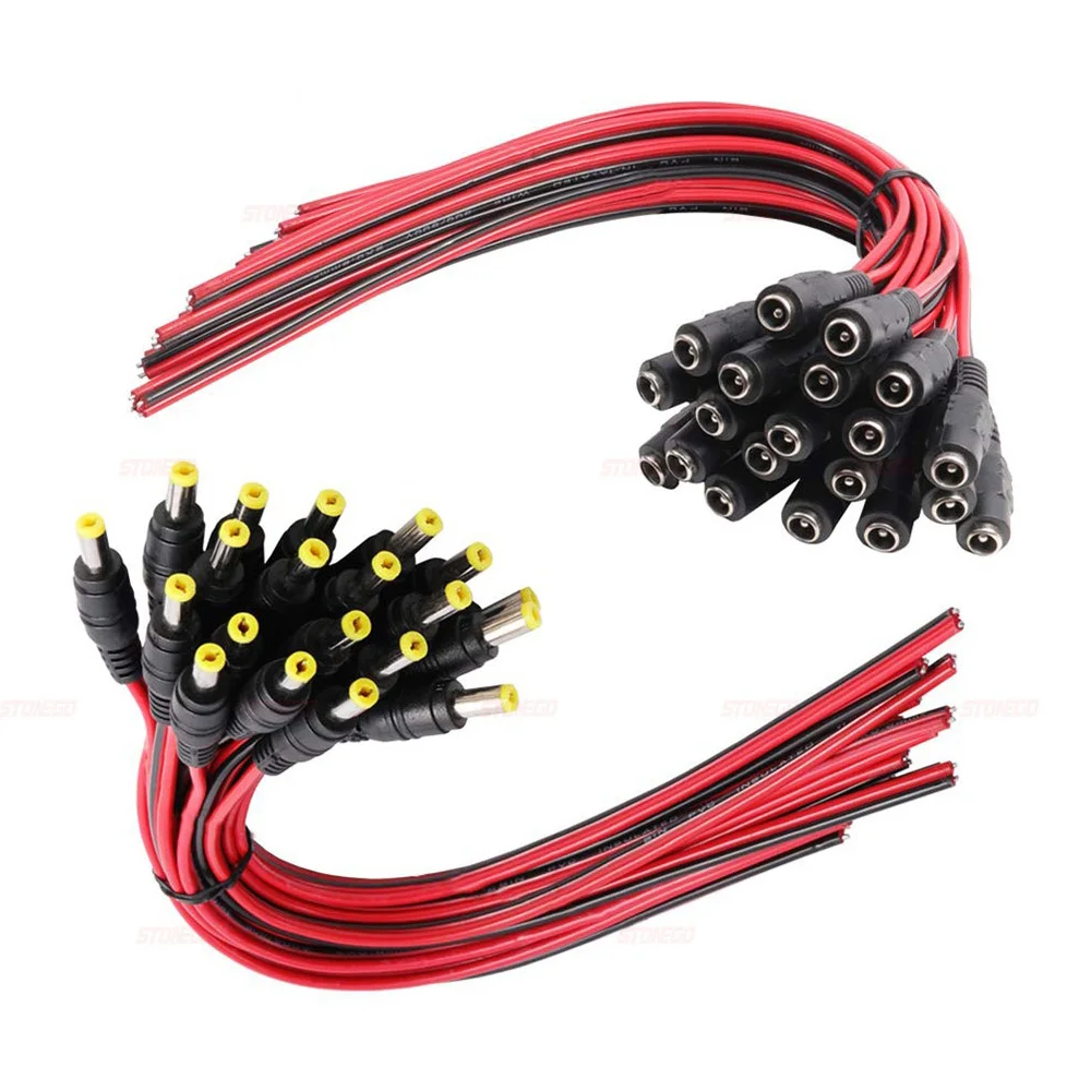 STONEGO 10/20/50PCS 12V DC 5.5 x 2.1mm Male/Female Jack Cable Adapter Plug Power Supply Wire