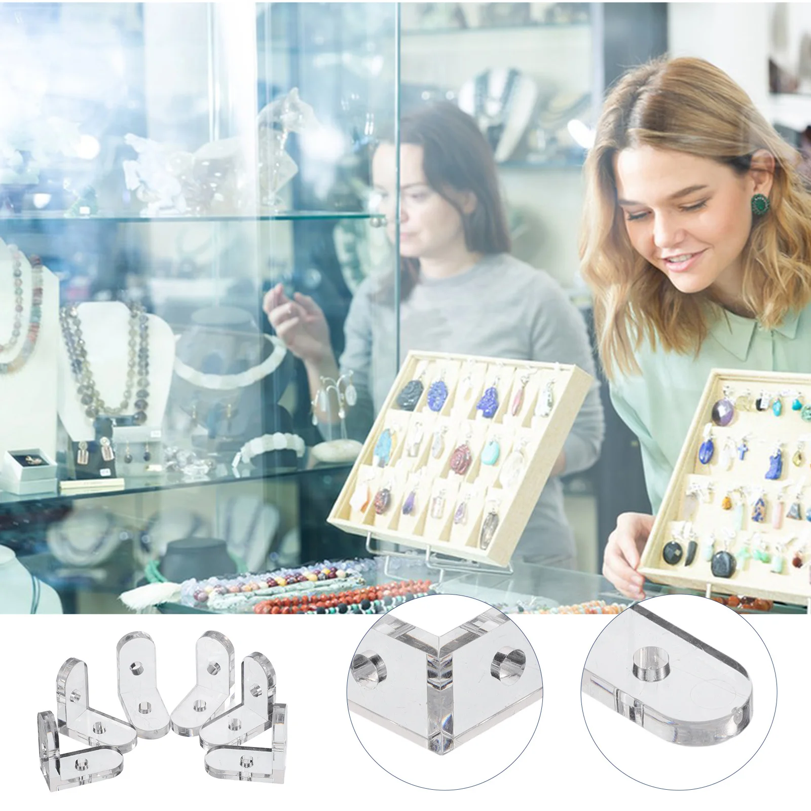 

10Pcs Transparent Glass Corner Brackets L-Shaped Clear Corner Supports for Display Cabinets Boxes Reinforcement Braces