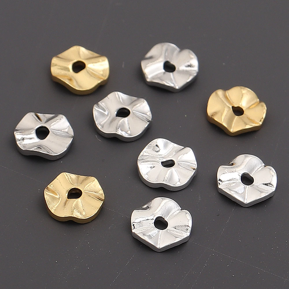 20pcs 6mm 18K Gold Plated Copper Round Flat Wave Spacer Beads Loose Beads For Jewelry Making DIY Bracelet Necklace Accessories view 3