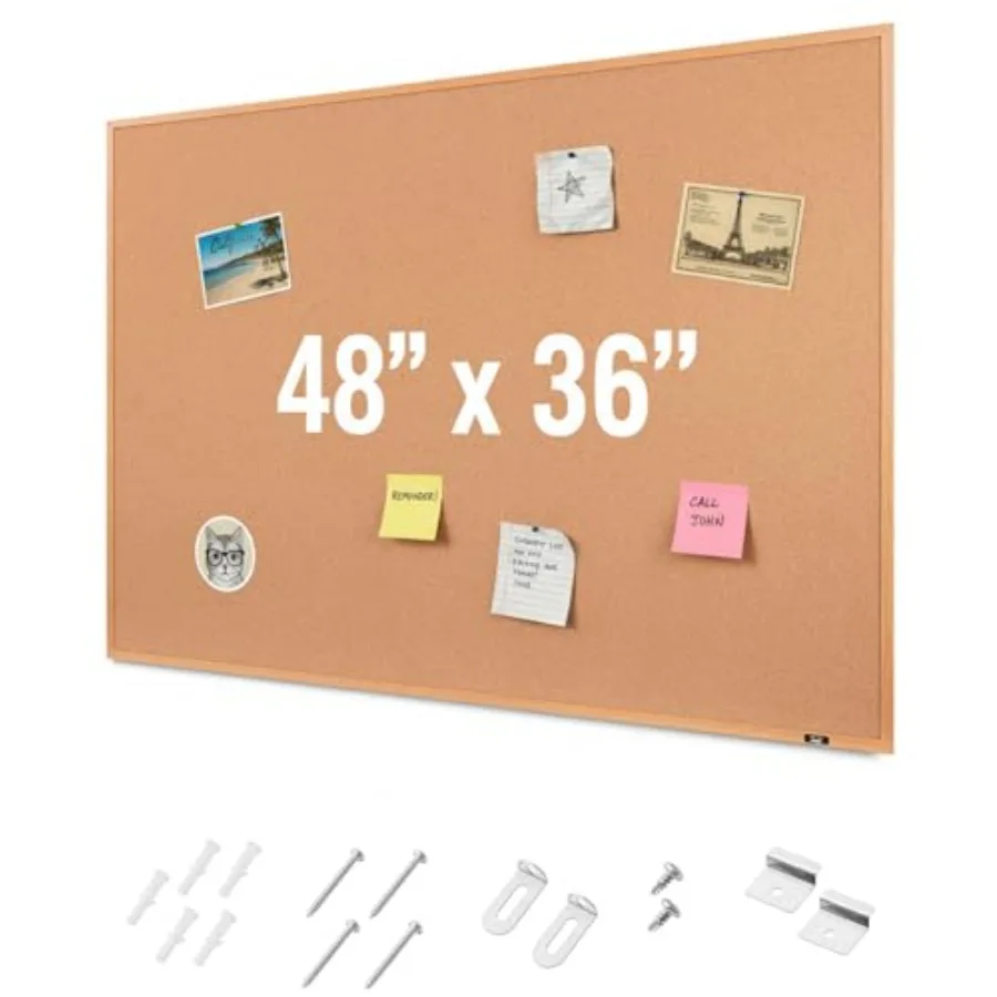 

- Cork Notice Board 48 X 36 Inches Cork Bulletin Board for Walls Pin Boards Framed Corkboard Decorative Hanging Pin Boards Perf