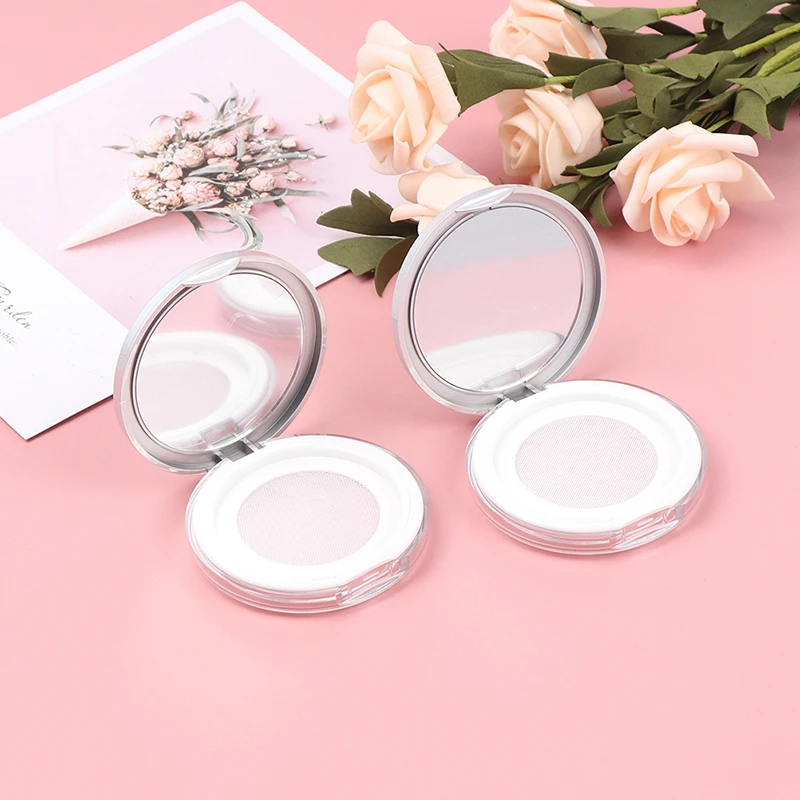 1Pc Exquisite Design Loose Powder Box With Mirror Silver Packing Portable Durable Packaging