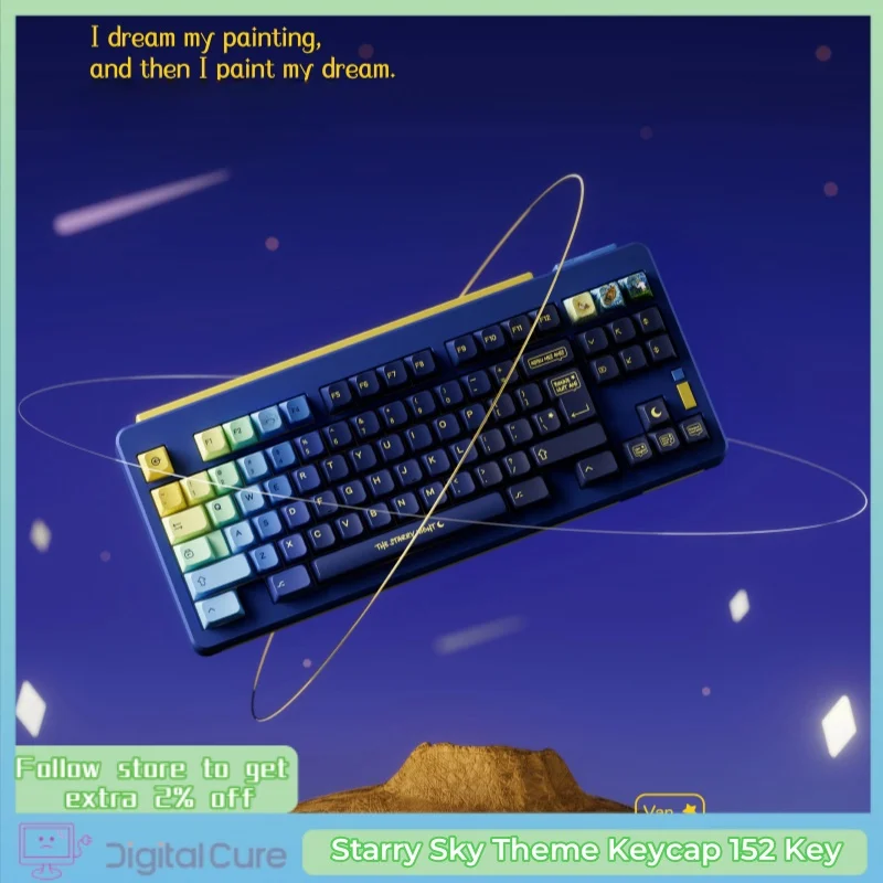 

Starry Sky Theme Keycap 152 Key Jsa Original Factory Height Five Sided Thermal Sublimation Pbt Monochrome Mechanical Keyboard