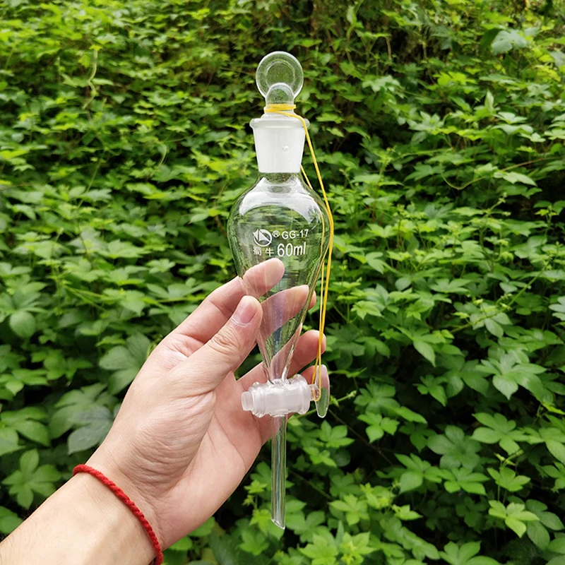 

SHUNIU Separatory funnel pear shape, With ground-in glass stopper and stopcock, 60mL-250mL-1000mL-7000mL, Glass switch valve