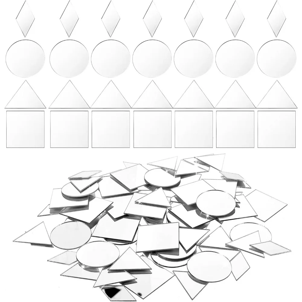 

120Pcs Small Mirrors, for Crafts 4 Shapes Self-Adhesive Mosaic Glass Pieces 1 Inch Mini Mirror Tile for DIY Crafts,Small Mirrors