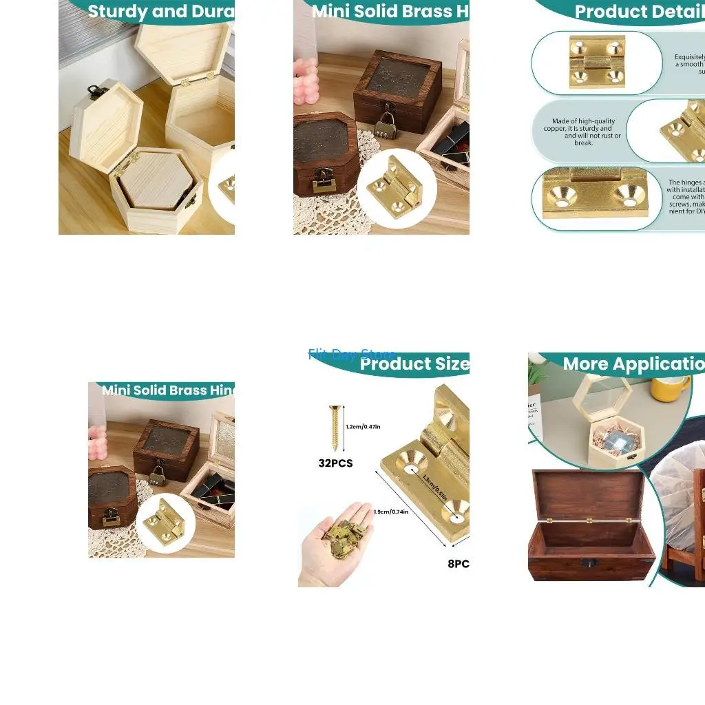 F92C Accuracy Metal Hinges Strong & Reliable Small Hinges 8pcs for Fine Woodworking