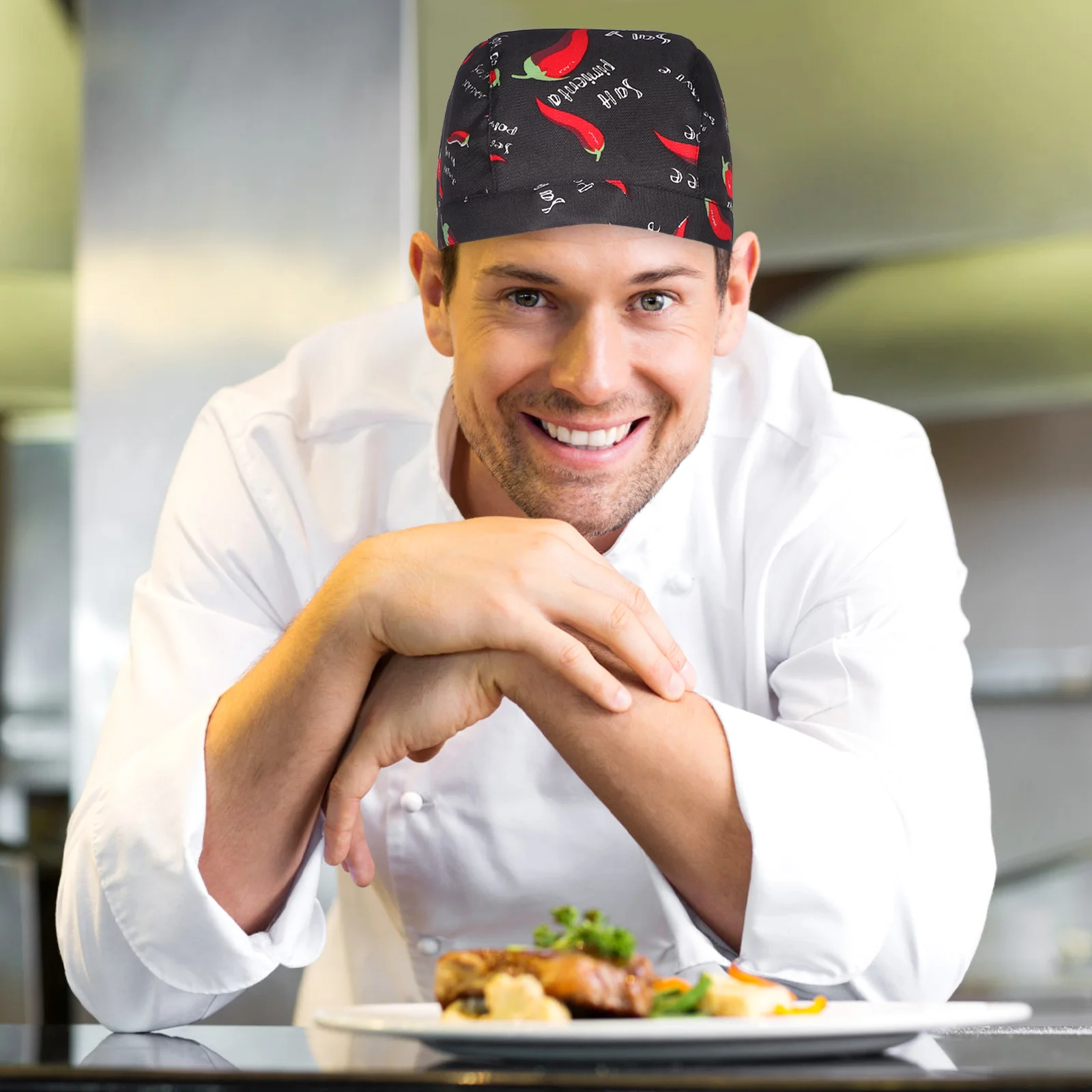 

Chef Work Hat Chili Design Dustproof Kitchen Cooking Cap For Waiter Restaurant Staff Working Wear Chef Hat