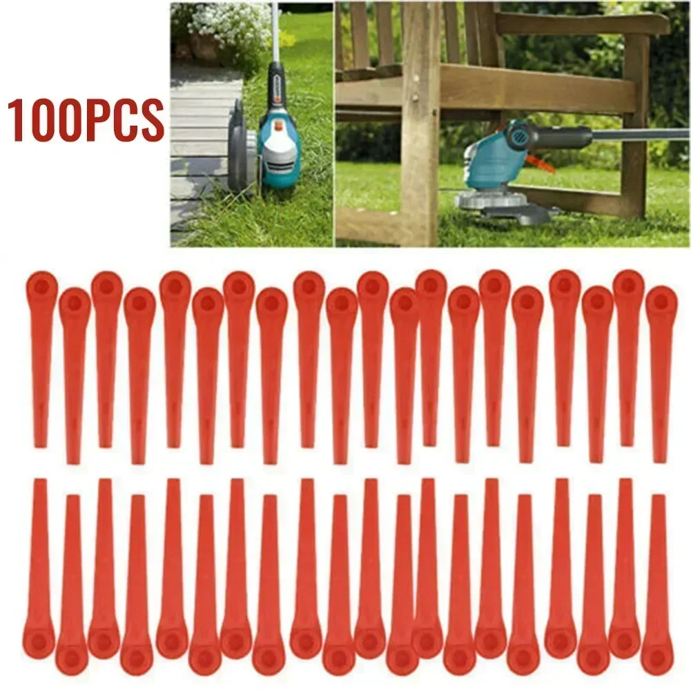 100pcs Plastic Replacement For Gardena Grass Trimmer Li-18/23R For Garden Lawn Trimmer Garden Grass Mower Trimmer Blades