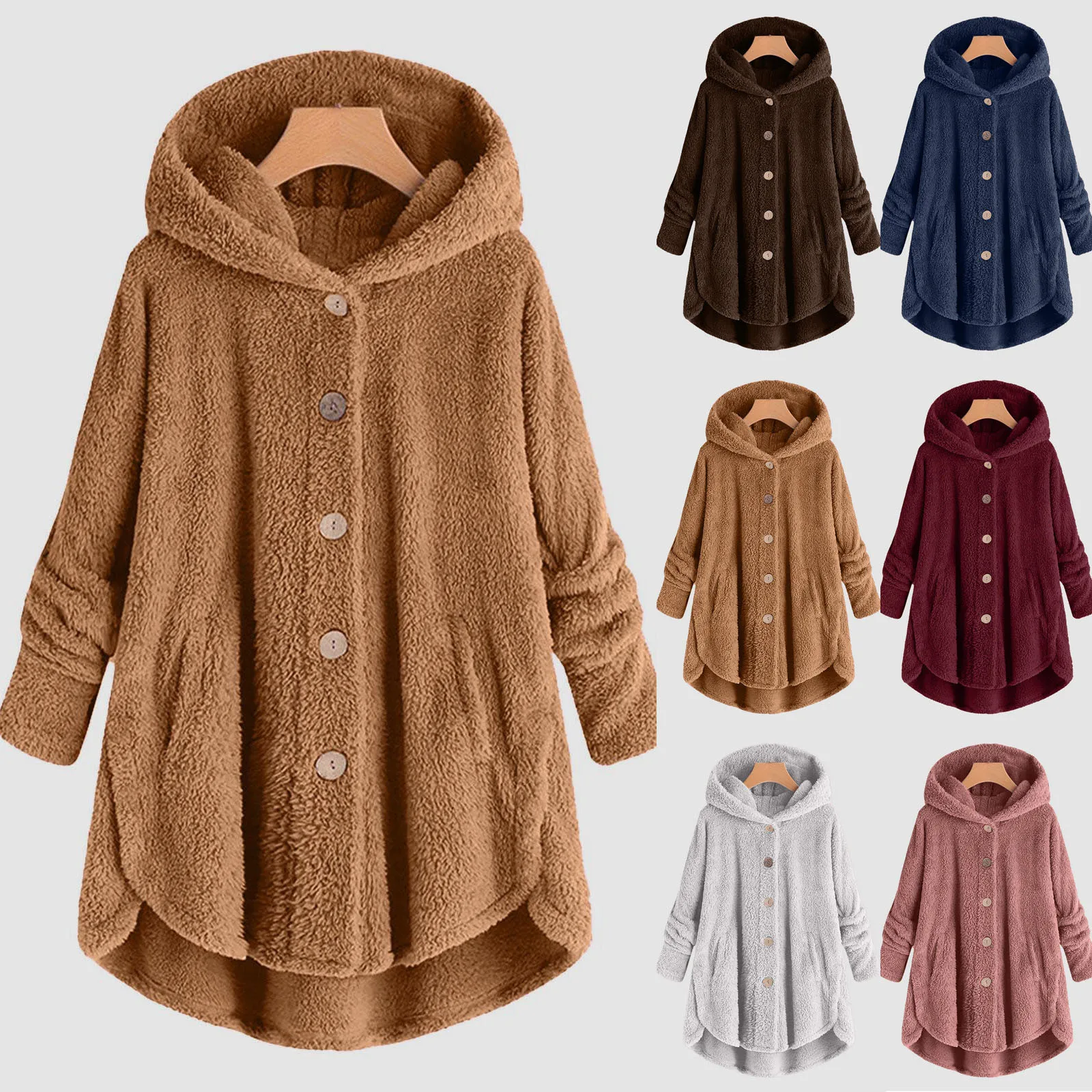 Chaqueta de invierno con capucha y orejas de gato para mujer, Top de felpa Irregular a la moda, chaqueta de Color sólido, abrigos de plumas, Parkas, abrigo para mujer