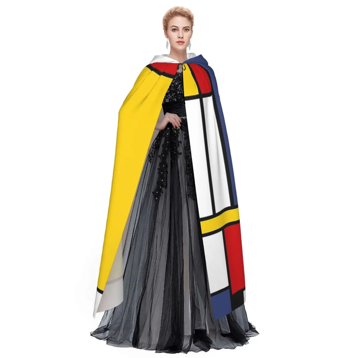ピエト・モンドリアン・デ・スティル ロングフード付きマント 魔女 中世衣装 コスプレ ケープ ハロウィン ヴァンパイア 大人用 ユニセックス