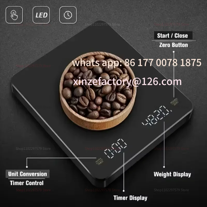 

Настраиваемые цифровые весы для кофе от 0,1 г до 3 кг с таймером, светодиодным экраном, USB, высокоточные кухонные весы для выпечки эспрессо